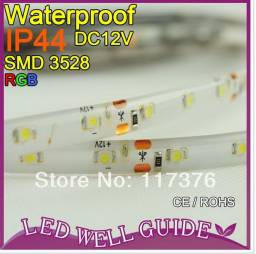 5m 300 LED strip RGB 3528 SMD 12V flexible light 60 led/m,Waterproof IP45