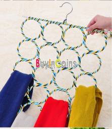 AkiExpress 28-hole Ring Rope Slots Holder Hook Scarf Wraps Shawl Storage Hanger Organizer [30458|01|01]