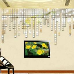 AliExpress 100pcs 2x2cm Luxury Silver Tone Shiny Acrylic 3D Mural Wall Sticker Mosaic Mirror Effect TV Wall Home Decor DIY