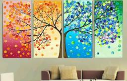 Aliexpress Large 4 piece canvas art cheap Modern abstract wall panel decor 4 season tree artwork picture oil painting home decoration