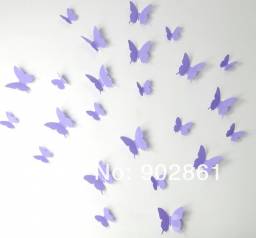 Бабочки объемные FUNLIFE lavender 12pcs/pack 6big+6small 3d PVC butterflies
