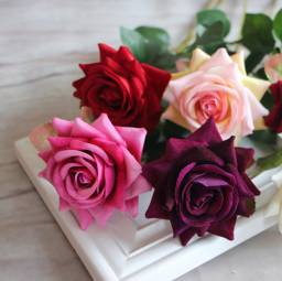 Бархатные розы на Алиэкспресс Red Valentine's Velvet Rose Spring Artificial Fake Flower Arrangement Bouquet Room Wedding Hydrangea Decor