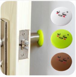Блокиатор для двери Aliexpress 4PCs Thicken Cute Emoji Self Adhesive Silicone Door Handle Bumpers Buffer Guard Stoppers Crash Pad Doorknob Lock Random color
