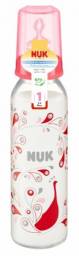 Бутылочка для кормления Nuk Стеклянная 230 мл с силиконовой соской с воздушным клапаном