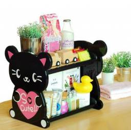 Cartoon animal double layer plastic storage management rack shelf