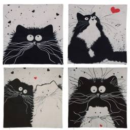 Декоративная наволочка с Алиэкспресс Cartoon images Linen Cotton Blend Cushion Cover Home Office Sofa Square Cat Pillow Case Decorative Cushion Covers Pillowcases