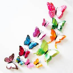Декоративное украшение Aliexpress 12pcs Mix Size 3D Butterfly Decals Creative Double-Layer Color Butterfly Wall Paste Wall Decor Butterflies DIY Wall Stickers