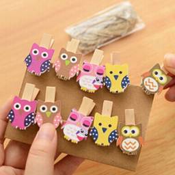 Декоративные прищепки Aliexpress 10pcs/lot Mini owl Wooden Photo Paper Peg Pin Clothes pin Craft Postcard Clips Home Crafts Decoration With Rope