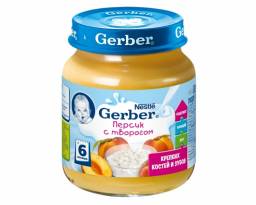 Детское фруктово - молочное пюре Gerber " Персик с творогом"