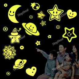 DIY Wall Stickers Decals Glow in Dark Stickers Fluorescent Luminous for Room - Star & Moon Pattern HDS-122118