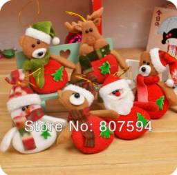 Елочные украшения AliExpress 8pcs/lot Christmas Decoration Gifts Toys 12cm Indoor New Year Hanging Ornament Santa Claus Snowman Deer For Home S16