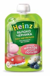 Фруктовое пюре Heinz в пауче яблоко черника