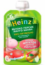 Фруктовое пюре Heinz "Яблоко, персик, манго