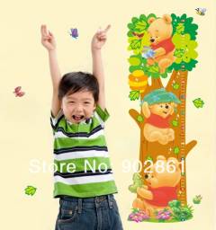[funlife]-Transparent 75-140cm Ruler wall stickers Lovely WTP Bear &amp; butterflies Kids Growth Chart Height Tower