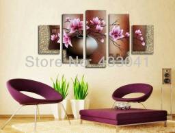 Hand Painted Flowers Painting Oil Canvas Landscape Beautiful 5 Panel Wall Art Home Decor Modern Abstract Picture Set