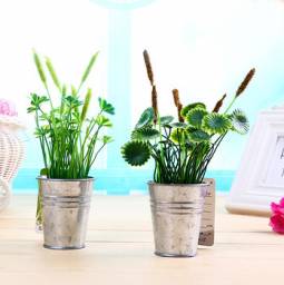 Интерьерный декор Aliexpress Green Bristlegrass Clover Plastic Flower Vase Set Artificial Craft Home Christmas Decorative Wedding Decoration Garden Decors