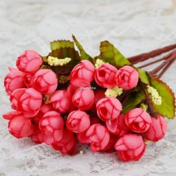 Искусственные цветы Aliexpress 2015 Houseware Decor Mini Rose Artificial Flowers Decorative Wreaths Wedding Party Decoration Christmas Gift