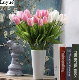 Искусственные цветы Aliexpress 31pcs/lot Tulip Artificial Flower PU artificial bouquet Real touch flowers For Home Wedding decorative flowers & wreaths