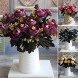Искусственные цветы AliExpress New Hot Vivid 6 Branches Autumn Artificial Fake Peony Flower Posy Home Hotel Room Bridal Wedding Decor