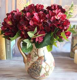 Искусственные цветы Aliexpress Wine Red Rose Floral 1 Bouquet Artificial Peony Flower Arrangement Room Hydrangea Wedding Home Decor Party Fleur Artificielle
