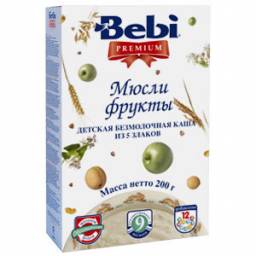 Каша Bebi Детская безмолочная каша из 5 злаков Bebi Premium "Мюсли-фрукты