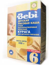 Каша Bebi Детская каша рисовая молочная быстрорастворимая КУРАГА с 6 месяцев