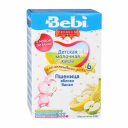 Каша Bebi Premium молочная. Пшеница яблоко банан
