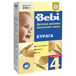 Каша Bebi рисовая молочная с курагой с 4 месяцев..