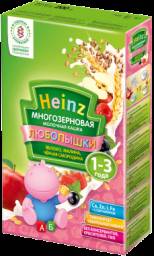 Каша Heinz Многозерновая молочная кашка "Любопышки" яблоко, малина