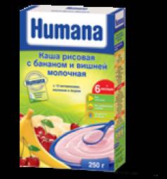 Каша Humana рисовая с бананом и вишней молочная