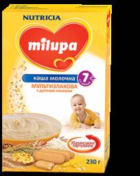 Каша Milupa Молочная мультизлаковая с детским печеньем