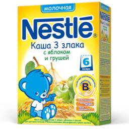 Каша Nestle 3 злака с яблоком и грушей молочная с 6 месяцев