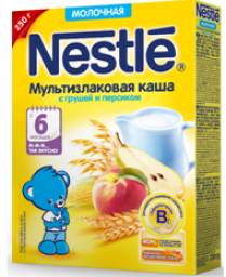 Каша Nestle Мультизлаковая с грушей и персиком (молочная с 6 мес.)