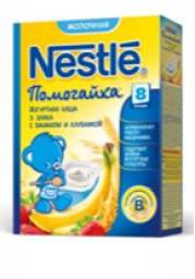 Каша Nestle Помогайка йогуртная молочная 3 злака с бананом и клубникой