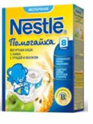 Каша Nestle "Помогайка" Йогуртная молочная 3 злака с грушей и яблоком