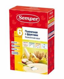 Каша Semper Пшеничная безмолочная с фруктами