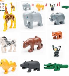 Конструкторы Aliexpress Фигурки животных Big Building Blocks Accessory Animals Crocodile Hippo Giraffe Elephant Sea Lions Octopus Zebra Panda Compatible with Duplo Toys