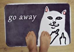 Коврик Aliexpress Plush Fabric Rectangle Pink Cat With White Words go away Custom Door mat Home decor Carpet Fashion Rug Freed shipping m#150