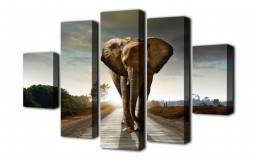 Модульная картина AliExpress 5 Pcs(No Frame) Elephant Painting Canvas Wall Art Picture Home Decoration Living Room Print Modern Painting-Large