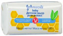 Мыло детское Johnson's baby pure protect с экстрактом зеленого чая
