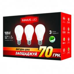 Набор лампочек MAXUS 3-LED-146-01 A60 10W 4100K 200V E27 AP