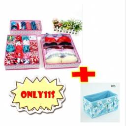 Набор органайзеров для белья и косметики Aliexpress Home Folding storage boxes 3pcs Non-woven Home storage underwear bra organizers +1 pcs make up desktop storage boxes