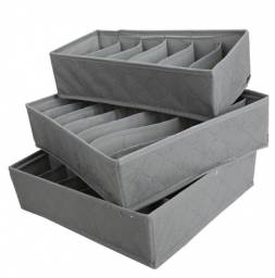 Набор органайзеров для хранения нижнего белья Aliexpress ASLT 3 in 1 Underwear Bras Socks Storage Organizer Box Bag Case Bamboo Charcoa Free Shipping