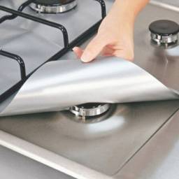 Накладки на газовую плиту AliExpress\Hot 4PCS Reusable Aluminum Foil Gas Stove Burner Cover Protector Liner Clean Mat Pad