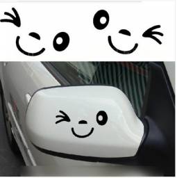Наклейка на автомобиль Aliexpress 1pc Cute Car Styling Smile Face 3D Decal Black Sticker for Auto Car Side Mirror L+R Rearview