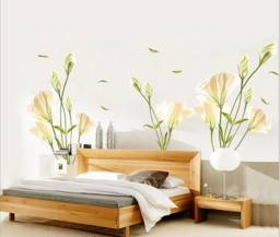 Наклейка на стену Aliexpress 140-120-High-Quality-Lily-Flower-Wall-stickers-Romatic-TV-Brackground-Removable-Vinyl-Stickers-For-Home