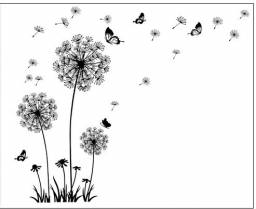 Наклейка на стену Aliexpress "Butterfly Flying In Dandelion" bedroom stickers Poastoral Style Wall Stickers Original Design