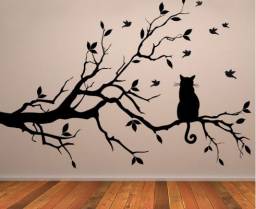 Наклейка на стену Aliexpress Cat On Tree Branch Birds Vinyl Wall Sticker Art Decorative