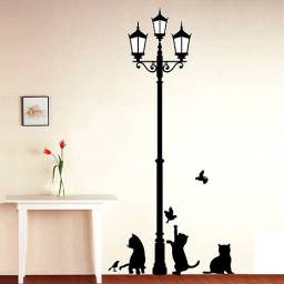 Наклейка на стену Aliexpress Miixed Ordered Free Shipping HL-1543 34*68cm Popular Ancient Lamp Cats and Birds Sticker Wall Mural Home Decor Room Kids