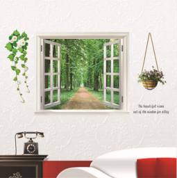 Наклейка на стену Фальш-окно с AliExpress New Fashion Arrival Wall Sticker Fake Window Poster Decorative Home Decor Jul13 Hot Selling